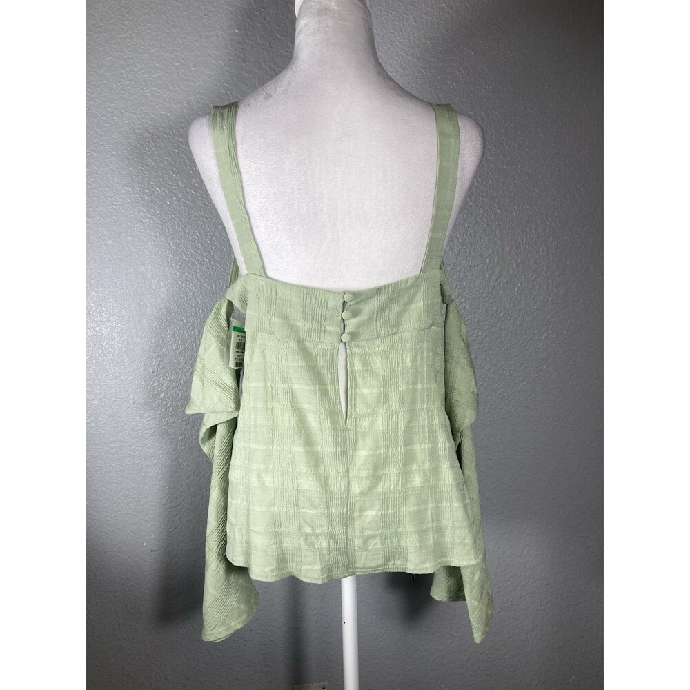 Womens Size 10 Mint Green Strappy Cold Shoulder Pullover Blouse Fairy Coquette - Picture 5 of 11